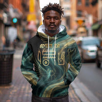 Amun Ancient Egyptian Hoodie with Mystical Smoke Swirl Pattern, Fiery Ram Head, and Hieroglyphic - Wonder Print Shop