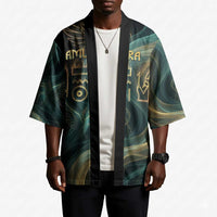 Amun Ancient Egyptian Kimono with Mystical Smoke Swirl Pattern, Fiery Ram Head, and Hieroglyphic - Wonder Print Shop