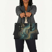 Amun Ancient Egyptian Leather Bag with Mystical Smoke Swirl Pattern, Fiery Ram Head, and Hieroglyphic - Wonder Print Shop