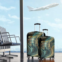 Amun Ancient Egyptian Luggage Cover with Mystical Smoke Swirl Pattern, Fiery Ram Head, and Hieroglyphic - Wonder Print Shop