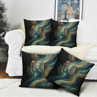 Amun Ancient Egyptian Pillow Cover with Mystical Smoke Swirl Pattern, Fiery Ram Head, and Hieroglyphic - Wonder Print Shop