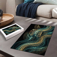 Amun Ancient Egyptian Puzzle with Mystical Smoke Swirl Pattern, Fiery Ram Head, and Hieroglyphic - Wonder Print Shop
