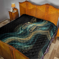 Amun Ancient Egyptian Quilt with Mystical Smoke Swirl Pattern, Fiery Ram Head, and Hieroglyphic - Wonder Print Shop