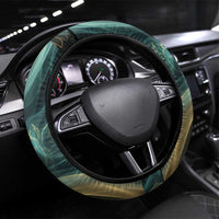 Amun Ancient Egyptian Steering Wheel Cover with Mystical Smoke Swirl Pattern, Fiery Ram Head, and Hieroglyphic - Wonder Print Shop