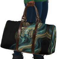 Amun Ancient Egyptian Travel Bag with Mystical Smoke Swirl Pattern, Fiery Ram Head, and Hieroglyphic - Wonder Print Shop