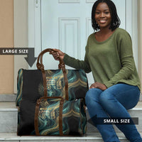 Amun Ancient Egyptian Travel Bag with Mystical Smoke Swirl Pattern, Fiery Ram Head, and Hieroglyphic - Wonder Print Shop