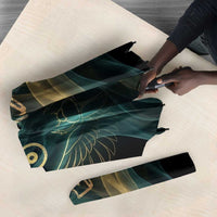 Amun Ancient Egyptian Umbrella with Mystical Smoke Swirl Pattern, Fiery Ram Head, and Hieroglyphic - Wonder Print Shop