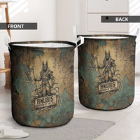 Anubis Laundry Basket Ancient Egyptian Aged Papyrus, Scales of Justice, and Egyptian Hieroglyph - Wonder Print Shop