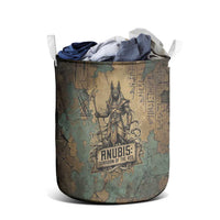 Anubis Laundry Basket Ancient Egyptian Aged Papyrus, Scales of Justice, and Egyptian Hieroglyph - Wonder Print Shop