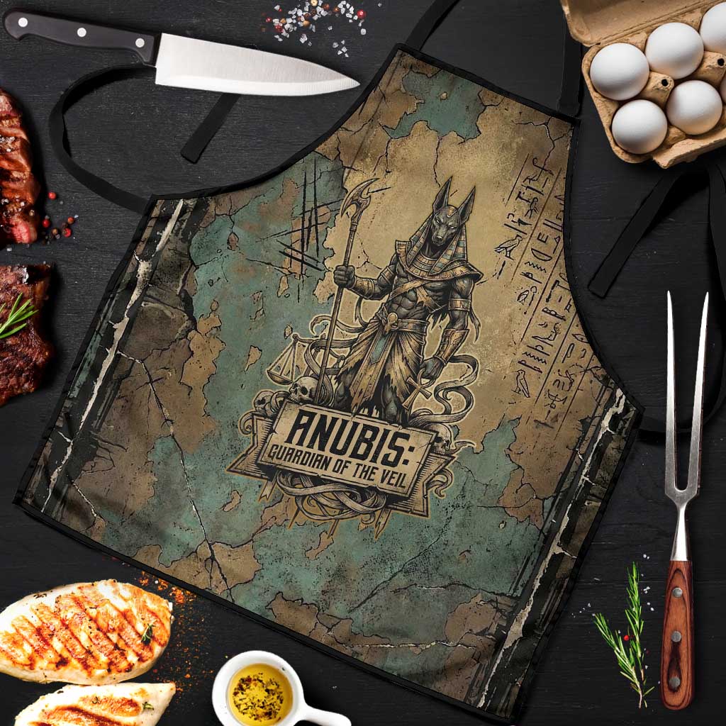 Anubis Apron Ancient Egyptian Aged Papyrus, Scales of Justice, and Egyptian Hieroglyph - Wonder Print Shop