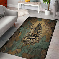 Anubis Area Rug Ancient Egyptian Aged Papyrus, Scales of Justice, and Egyptian Hieroglyph - Wonder Print Shop