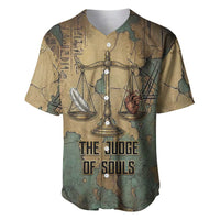 Anubis Baseball Jersey Ancient Egyptian Aged Papyrus, Scales of Justice, and Egyptian Hieroglyph - Wonder Print Shop