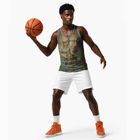 Anubis Basketball Jersey Ancient Egyptian Aged Papyrus, Scales of Justice, and Egyptian Hieroglyph - Wonder Print Shop
