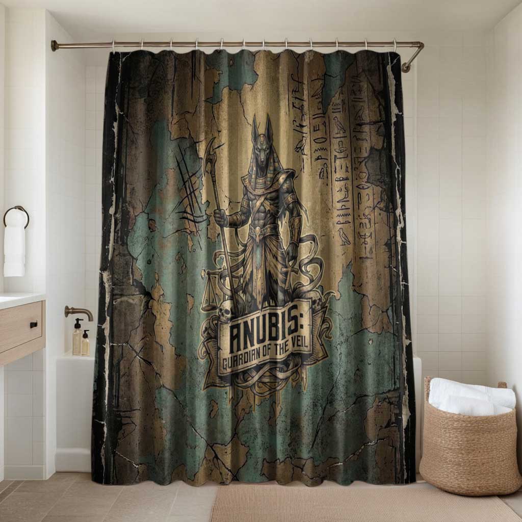 Anubis Bathroom Set Ancient Egyptian Aged Papyrus, Scales of Justice, and Egyptian Hieroglyph - Wonder Print Shop