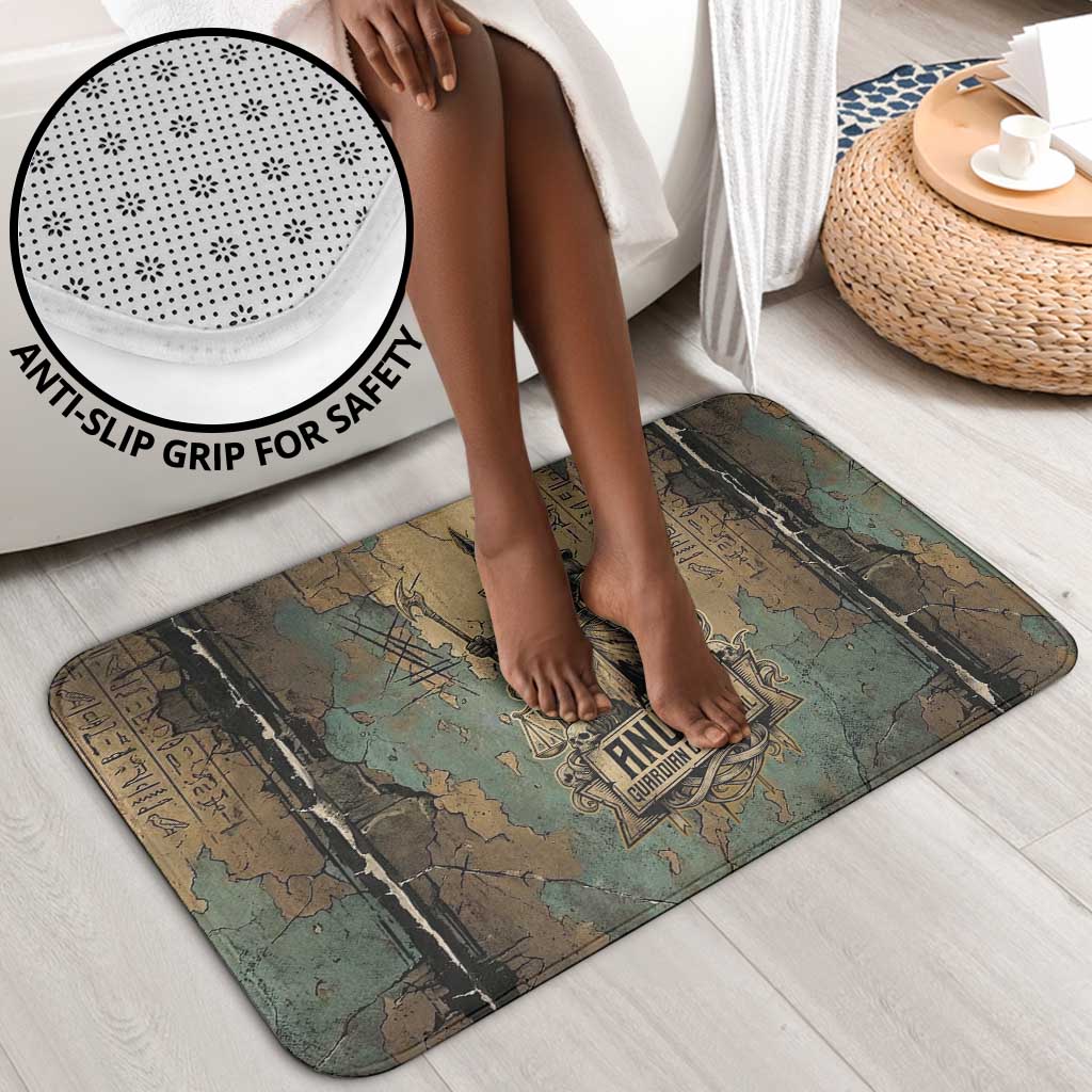 Anubis Bathroom Set Ancient Egyptian Aged Papyrus, Scales of Justice, and Egyptian Hieroglyph - Wonder Print Shop