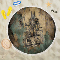 Anubis Beach Blanket Ancient Egyptian Aged Papyrus, Scales of Justice, and Egyptian Hieroglyph - Wonder Print Shop