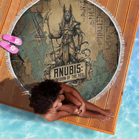Anubis Beach Blanket Ancient Egyptian Aged Papyrus, Scales of Justice, and Egyptian Hieroglyph - Wonder Print Shop