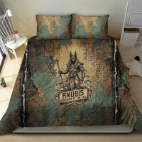Anubis Bedding Set Ancient Egyptian Aged Papyrus, Scales of Justice, and Egyptian Hieroglyph - Wonder Print Shop