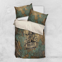 Anubis Bedding Set Ancient Egyptian Aged Papyrus, Scales of Justice, and Egyptian Hieroglyph - Wonder Print Shop