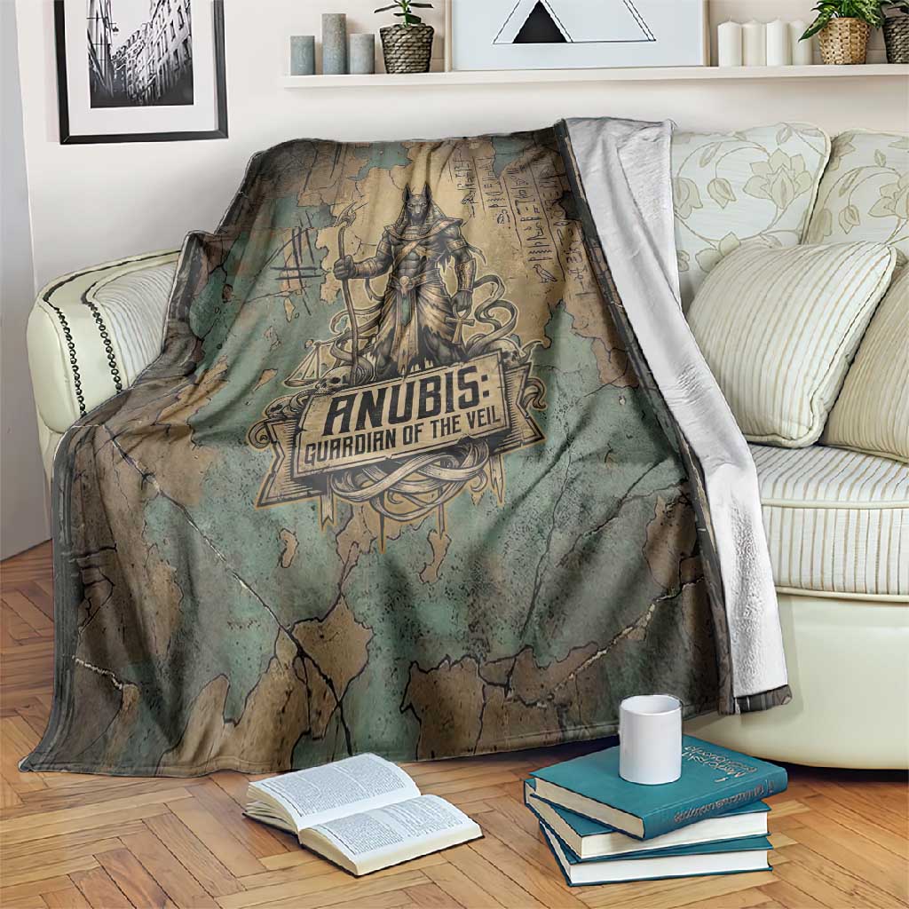 Anubis Blanket Ancient Egyptian Aged Papyrus, Scales of Justice, and Egyptian Hieroglyph - Wonder Print Shop