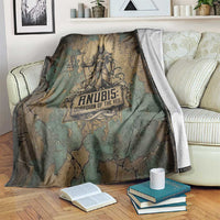 Anubis Blanket Ancient Egyptian Aged Papyrus, Scales of Justice, and Egyptian Hieroglyph - Wonder Print Shop