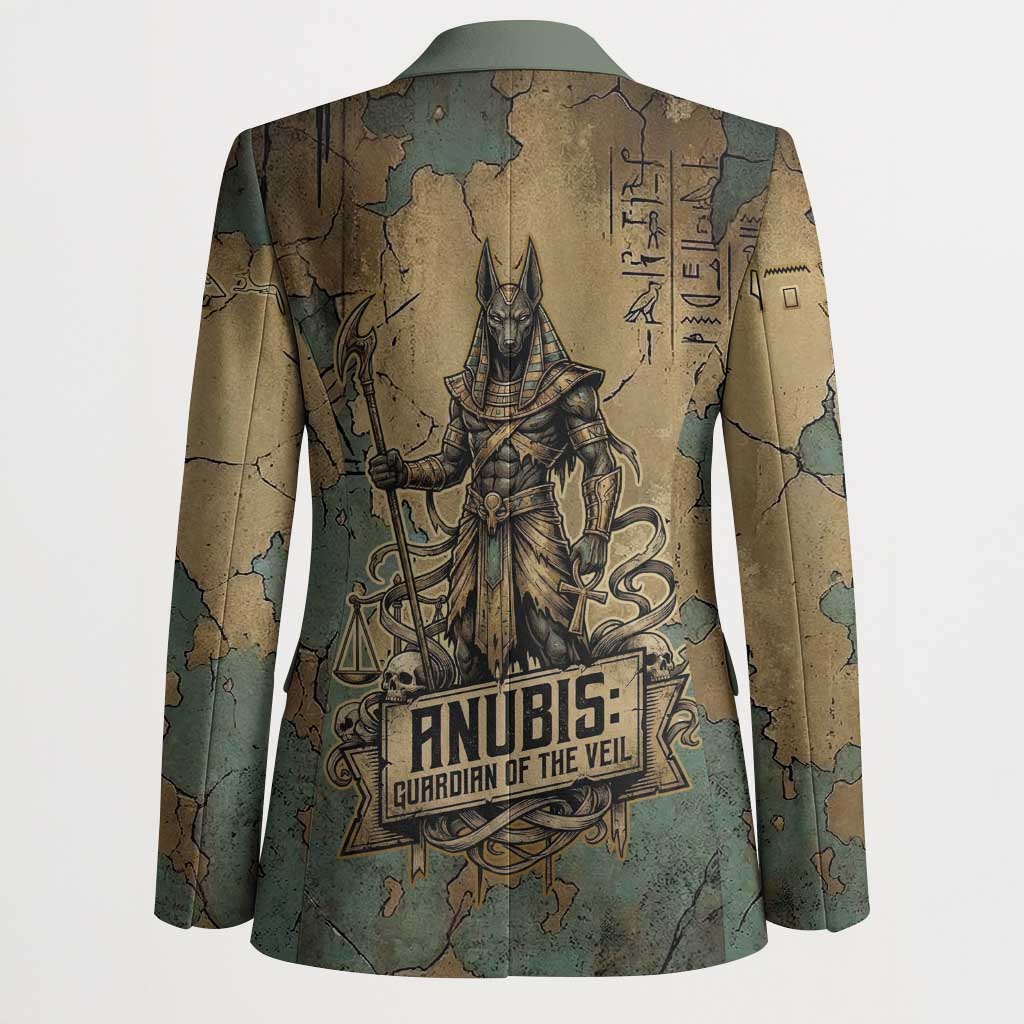 Anubis Blazer Ancient Egyptian Aged Papyrus, Scales of Justice, and Egyptian Hieroglyph - Wonder Print Shop