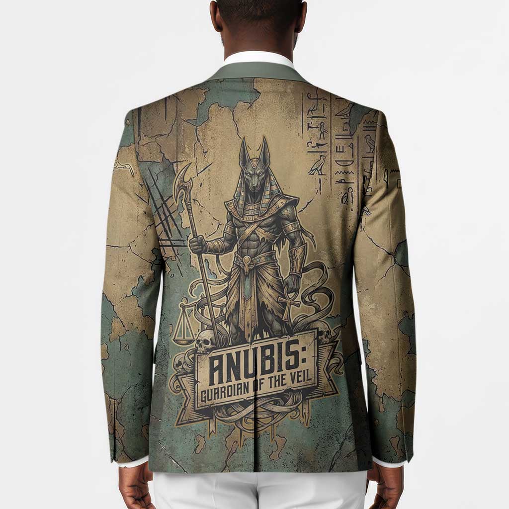 Anubis Blazer Ancient Egyptian Aged Papyrus, Scales of Justice, and Egyptian Hieroglyph - Wonder Print Shop