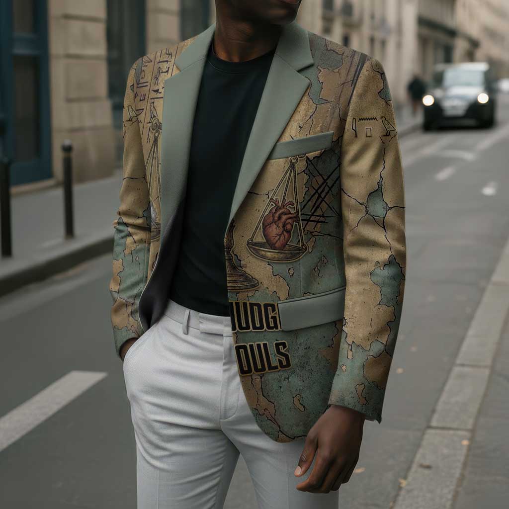 Anubis Blazer Ancient Egyptian Aged Papyrus, Scales of Justice, and Egyptian Hieroglyph - Wonder Print Shop