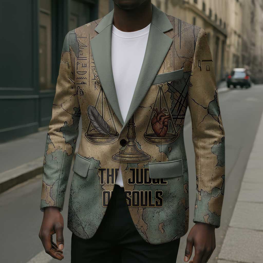 Anubis Blazer Ancient Egyptian Aged Papyrus, Scales of Justice, and Egyptian Hieroglyph - Wonder Print Shop