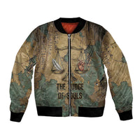 Anubis Bomber Jacket Ancient Egyptian Aged Papyrus, Scales of Justice, and Egyptian Hieroglyph - Wonder Print Shop