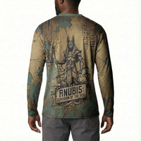 Anubis Button Sweatshirt Ancient Egyptian Aged Papyrus, Scales of Justice, and Egyptian Hieroglyph