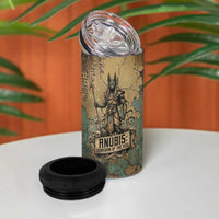 Anubis 4 in 1 Can Cooler Tumbler Ancient Egyptian Aged Papyrus, Scales of Justice, and Egyptian Hieroglyph - Wonder Print Shop