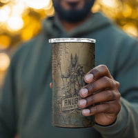 Anubis 4 in 1 Can Cooler Tumbler Ancient Egyptian Aged Papyrus, Scales of Justice, and Egyptian Hieroglyph - Wonder Print Shop