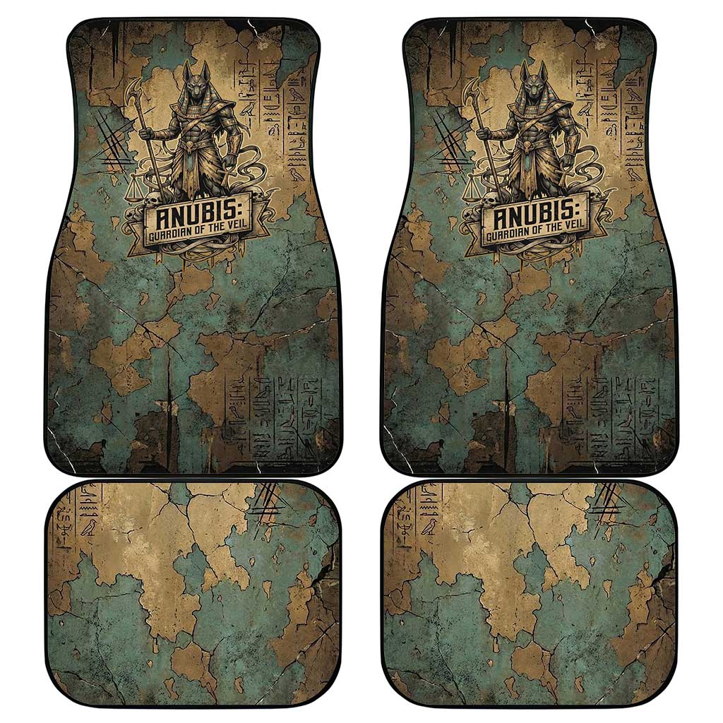 Anubis Car Mats Ancient Egyptian Aged Papyrus, Scales of Justice, and Egyptian Hieroglyph - Wonder Print Shop