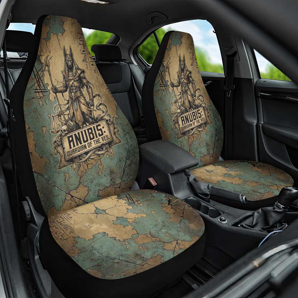 Anubis Car Seat Cover Ancient Egyptian Aged Papyrus, Scales of Justice, and Egyptian Hieroglyph - Wonder Print Shop