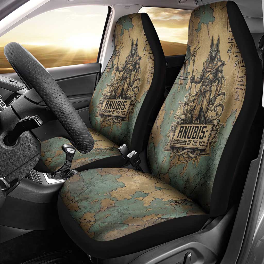 Anubis Car Seat Cover Ancient Egyptian Aged Papyrus, Scales of Justice, and Egyptian Hieroglyph - Wonder Print Shop