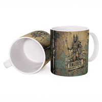 Anubis Ceramic Mug Ancient Egyptian Aged Papyrus, Scales of Justice, and Egyptian Hieroglyph - Wonder Print Shop