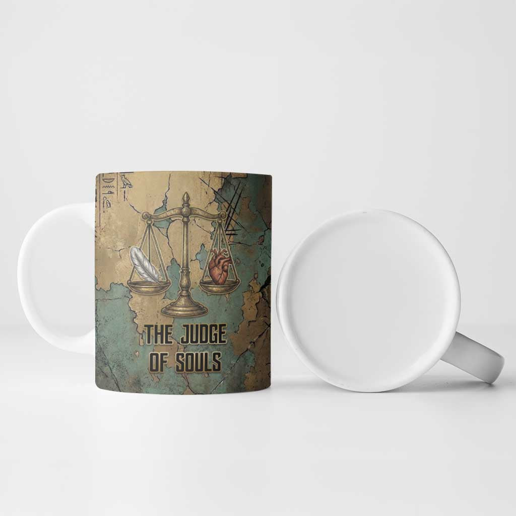 Anubis Ceramic Mug Ancient Egyptian Aged Papyrus, Scales of Justice, and Egyptian Hieroglyph - Wonder Print Shop