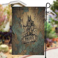 Anubis Garden Flag Ancient Egyptian Aged Papyrus, Scales of Justice, and Egyptian Hieroglyph - Wonder Print Shop