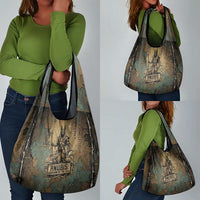 Anubis Grocery Bag Ancient Egyptian Aged Papyrus, Scales of Justice, and Egyptian Hieroglyph - Wonder Print Shop