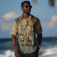 Anubis Hawaiian Shirt Ancient Egyptian Aged Papyrus, Scales of Justice, and Egyptian Hieroglyph - Wonder Print Shop