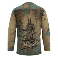 Anubis Hockey Jersey Ancient Egyptian Aged Papyrus, Scales of Justice, and Egyptian Hieroglyph - Wonder Print Shop