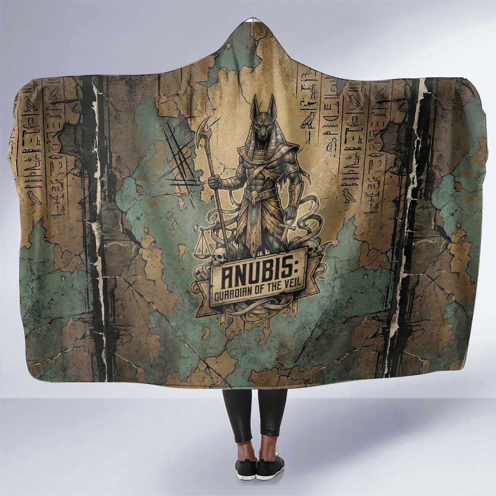 Anubis Hooded Blanket Ancient Egyptian Aged Papyrus, Scales of Justice, and Egyptian Hieroglyph - Wonder Print Shop