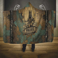 Anubis Hooded Blanket Ancient Egyptian Aged Papyrus, Scales of Justice, and Egyptian Hieroglyph - Wonder Print Shop