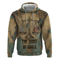 Anubis Hoodie Ancient Egyptian Aged Papyrus, Scales of Justice, and Egyptian Hieroglyph - Wonder Print Shop