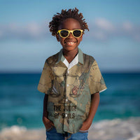Anubis Kid Hawaiian Shirt Ancient Egyptian Aged Papyrus, Scales of Justice, and Egyptian Hieroglyph - Wonder Print Shop