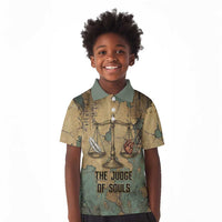 Anubis Kid Polo Shirt Ancient Egyptian Aged Papyrus, Scales of Justice, and Egyptian Hieroglyph - Wonder Print Shop