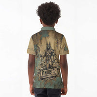 Anubis Kid Polo Shirt Ancient Egyptian Aged Papyrus, Scales of Justice, and Egyptian Hieroglyph - Wonder Print Shop