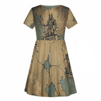 Anubis Kid Short Sleeve Dress Ancient Egyptian Aged Papyrus, Scales of Justice, and Egyptian Hieroglyph - Wonder Print Shop