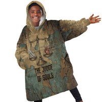 Anubis Kid Wearable Blanket Hoodie Ancient Egyptian Aged Papyrus, Scales of Justice, and Egyptian Hieroglyph - Wonder Print Shop